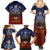 American Samoa Fautasi Family Matching Summer Maxi Dress and Hawaiian Shirt Pago Pago Aeto and Iseula o le Moana of Fagatogo Red-Blue - Polynesian Pride