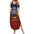 American Samoa Fautasi Family Matching Summer Maxi Dress and Hawaiian Shirt Pago Pago Aeto and Iseula o le Moana of Fagatogo Red-Blue - Polynesian Pride