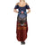 American Samoa Fautasi Family Matching Summer Maxi Dress and Hawaiian Shirt Pago Pago Aeto and Iseula o le Moana of Fagatogo Red-Blue - Polynesian Pride