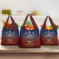 American Samoa Fautasi Grocery Bag Pago Pago Aeto and Iseula o le Moana of Fagatogo Red-Blue - Polynesian Pride