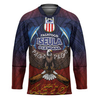 American Samoa Fautasi Hockey Jersey Pago Pago Aeto and Iseula o le Moana of Fagatogo Red-Blue - Polynesian Pride