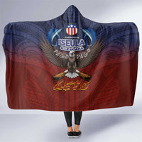 American Samoa Fautasi Hooded Blanket Pago Pago Aeto and Iseula o le Moana of Fagatogo Red-Blue - Polynesian Pride