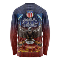 American Samoa Fautasi Long Sleeve Shirt Pago Pago Aeto and Iseula o le Moana of Fagatogo Red-Blue - Polynesian Pride