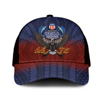 American Samoa Fautasi Mesh Trucker Cap Pago Pago Aeto and Iseula o le Moana of Fagatogo Red-Blue - Polynesian Pride
