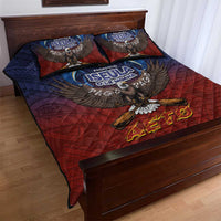 American Samoa Fautasi Quilt Bed Set Pago Pago Aeto and Iseula o le Moana of Fagatogo Red-Blue - Polynesian Pride