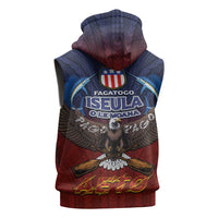American Samoa Fautasi Sleeveless Hoodie Pago Pago Aeto and Iseula o le Moana of Fagatogo Red-Blue - Polynesian Pride