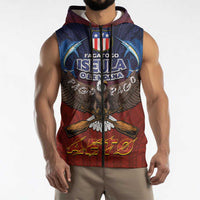 American Samoa Fautasi Sleeveless Zip Hoodie Pago Pago Aeto and Iseula o le Moana of Fagatogo Red-Blue LT03 - Polynesian Pride