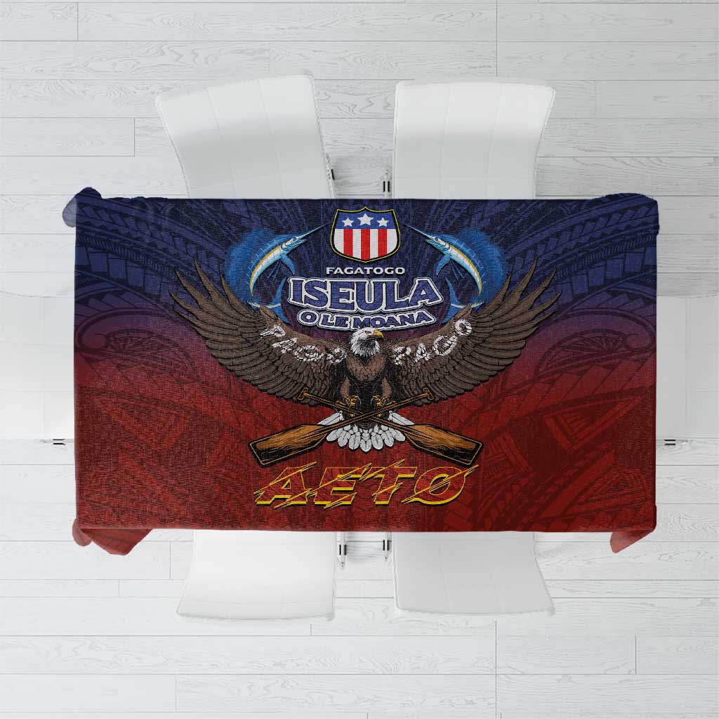 American Samoa Fautasi Tablecloth Pago Pago Aeto and Iseula o le Moana of Fagatogo Red-Blue - Polynesian Pride