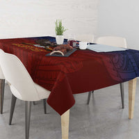 American Samoa Fautasi Tablecloth Pago Pago Aeto and Iseula o le Moana of Fagatogo Red-Blue - Polynesian Pride