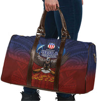 American Samoa Fautasi Travel Bag Pago Pago Aeto and Iseula o le Moana of Fagatogo Red-Blue - Polynesian Pride