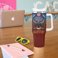 American Samoa Fautasi Tumbler With Handle Pago Pago Aeto and Iseula o le Moana of Fagatogo Red-Blue - Polynesian Pride