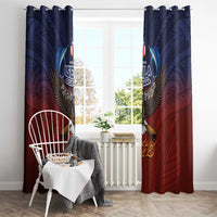 American Samoa Fautasi Window Curtain Pago Pago Aeto and Iseula o le Moana of Fagatogo Red-Blue - Polynesian Pride