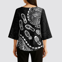 Hawaii Running Kimono Sleeve Blouse Polynesian Tribal Tattoo