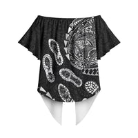 Hawaii Running Off Shoulder Wrap Waist Top Polynesian Tribal Tattoo