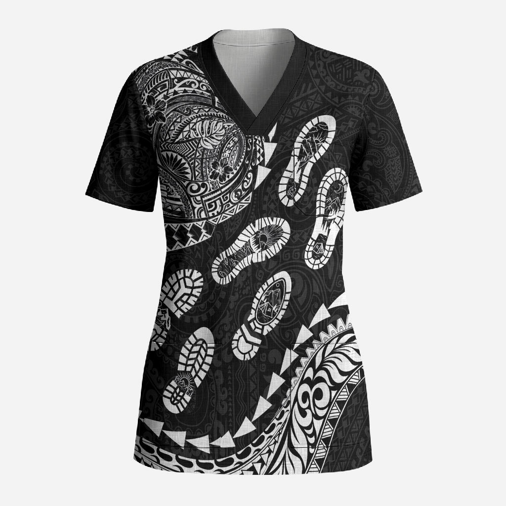 Hawaii Running Scrub Top Polynesian Tribal Tattoo