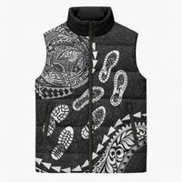 Hawaii Running Sleeveless Puffer Jacket Polynesian Tribal Tattoo