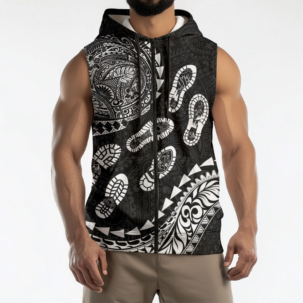 Hawaii Running Sleeveless Zip Hoodie Polynesian Tribal Tattoo