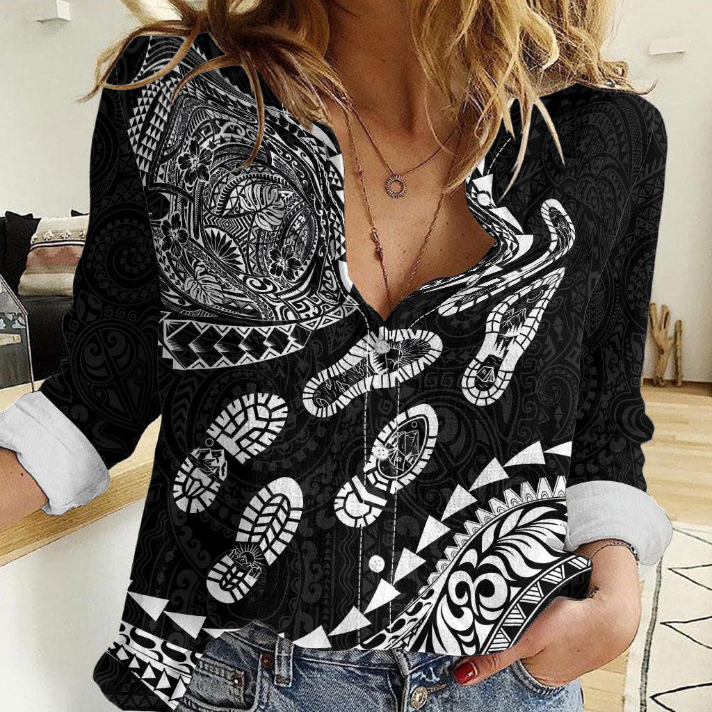 Hawaii Running Women Casual Shirt Polynesian Tribal Tattoo
