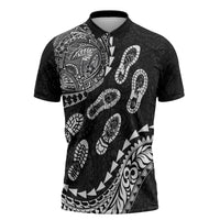 Hawaii Running Zipper Polo Shirt Polynesian Tribal Tattoo