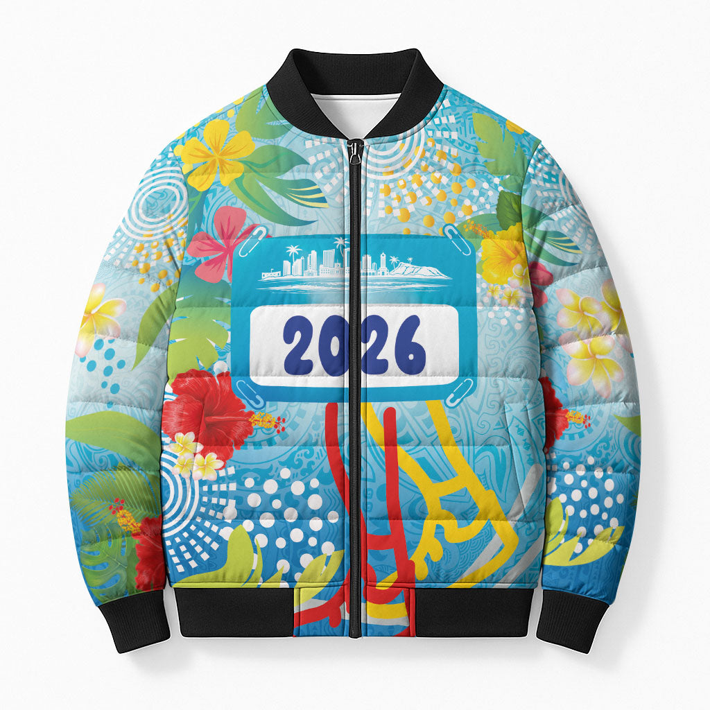 Personalized Hawaii Marathon Bomber Puffer Jacket Polynesian Motif Tropical Style