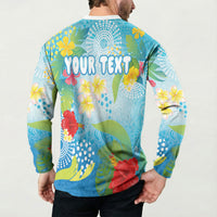 Personalized Hawaii Marathon Button Sweatshirt Polynesian Motif Tropical Style