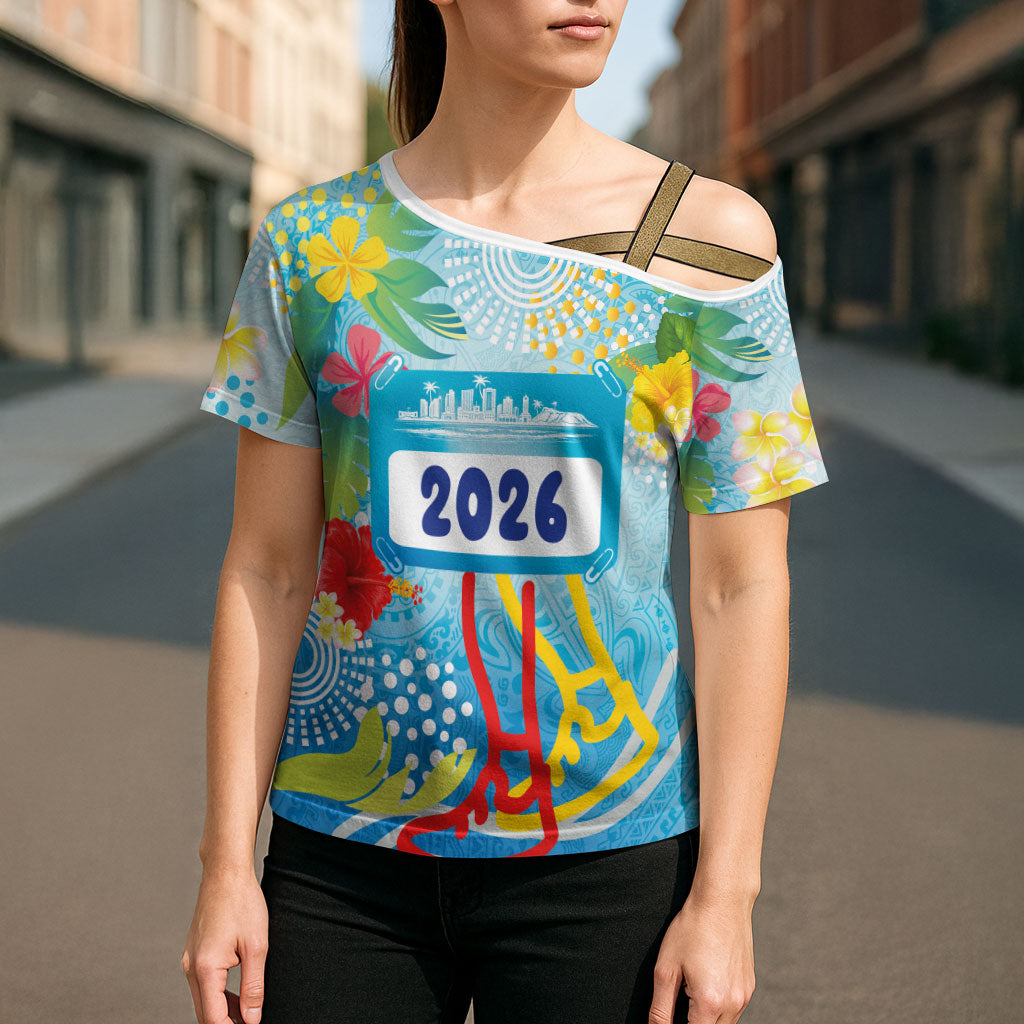 Personalized Hawaii Marathon Cross Shoulder Shirt Polynesian Motif Tropical Style