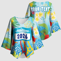 Personalized Hawaii Marathon Kimono Sleeve Blouse Polynesian Motif Tropical Style