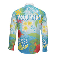 Personalized Hawaii Marathon Long Sleeve Button Shirt Polynesian Motif Tropical Style
