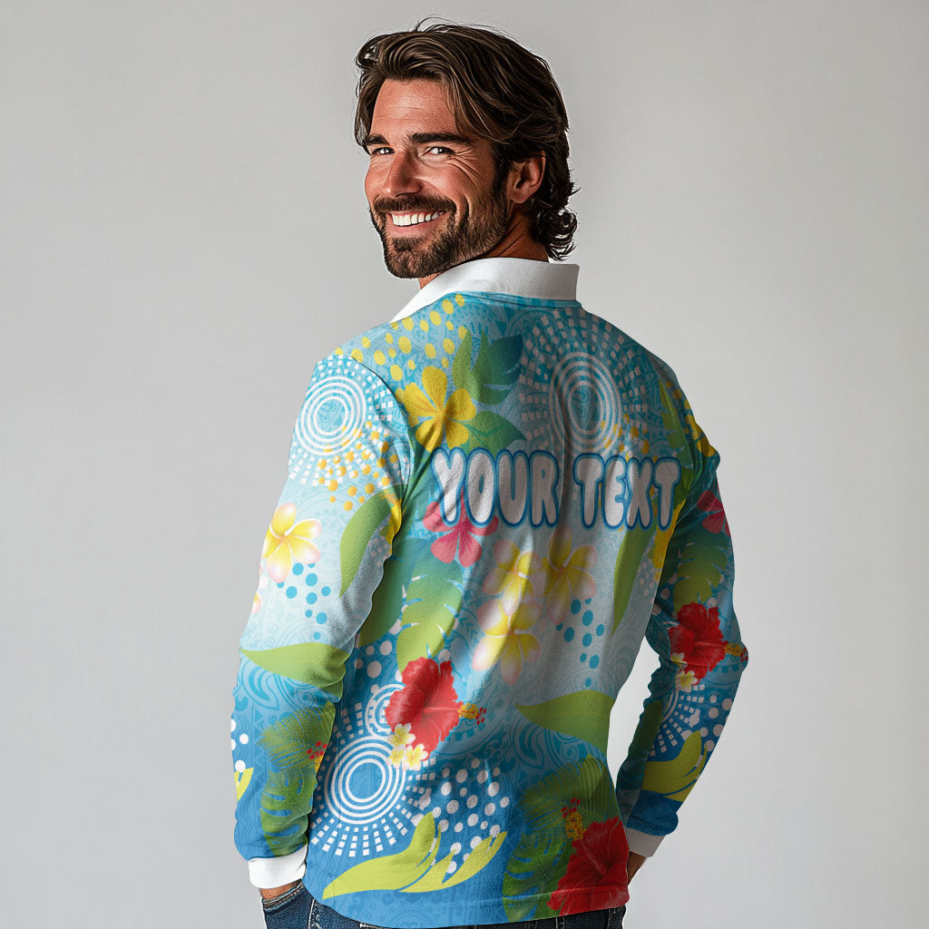 Personalized Hawaii Marathon Long Sleeve Polo Shirt Polynesian Motif Tropical Style