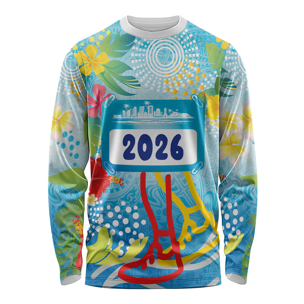 Personalized Hawaii Marathon Long Sleeve Shirt Polynesian Motif Tropical Style