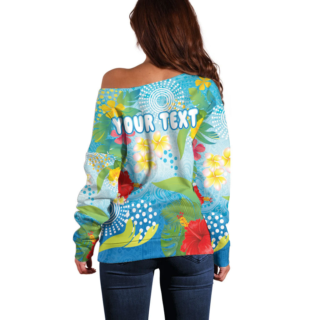 Personalized Hawaii Marathon Off Shoulder Sweater Polynesian Motif Tropical Style