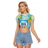 Personalized Hawaii Marathon Raglan Cropped T Shirt Polynesian Motif Tropical Style