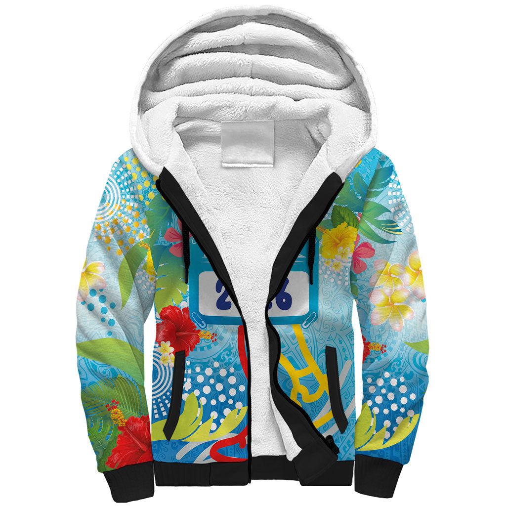 Personalized Hawaii Marathon Sherpa Hoodie Polynesian Motif Tropical Style