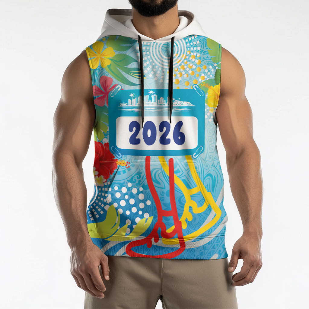 Personalized Hawaii Marathon Sleeveless Hoodie Polynesian Motif Tropical Style