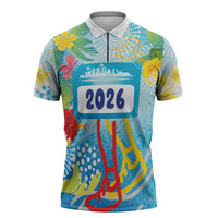 Personalized Hawaii Marathon Zipper Polo Shirt Polynesian Motif Tropical Style
