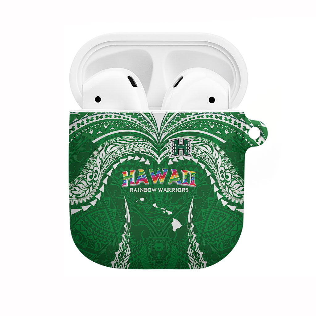 Hawaii Rainbow Warriors AirPods Case Polynesian Motif Green Color