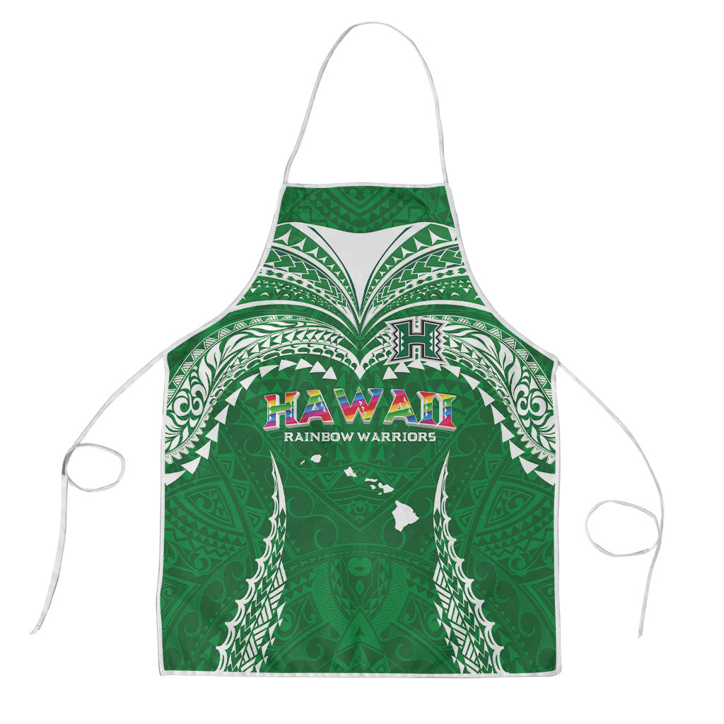 Hawaii Rainbow Warriors Apron Polynesian Motif Green Color