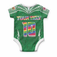 Custom Hawaii Rainbow Warriors Baby Onesie Polynesian Motif Green Color