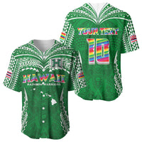Custom Hawaii Rainbow Warriors Baseball Jersey Polynesian Motif Green Color