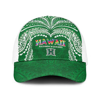 Hawaii Rainbow Warriors Baseball Net Cap Polynesian Motif Green Color