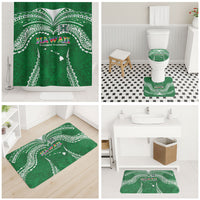 Hawaii Rainbow Warriors Bathroom Set Polynesian Motif Green Color
