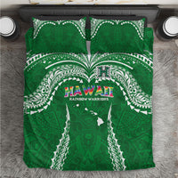 Hawaii Rainbow Warriors Bedding Set Polynesian Motif Green Color