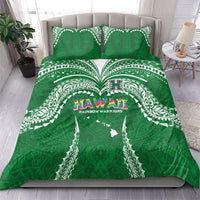 Hawaii Rainbow Warriors Bedding Set Polynesian Motif Green Color