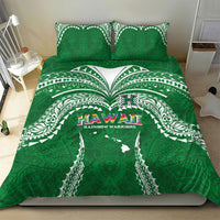 Hawaii Rainbow Warriors Bedding Set Polynesian Motif Green Color
