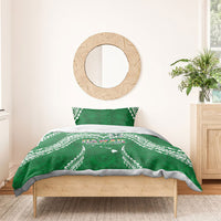 Hawaii Rainbow Warriors Bedding Set Polynesian Motif Green Color