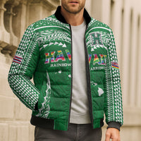 Custom Hawaii Rainbow Warriors Bomber Puffer Jacket Polynesian Motif Green Color