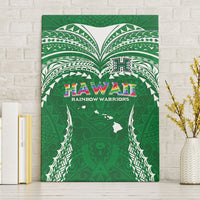 Hawaii Rainbow Warriors Canvas Wall Art Polynesian Motif Green Color