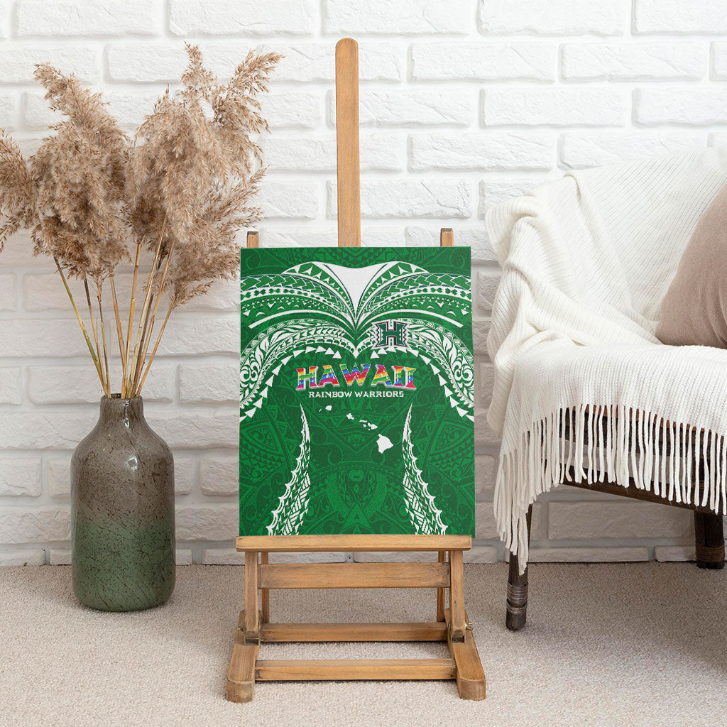 Hawaii Rainbow Warriors Canvas Wall Art Polynesian Motif Green Color