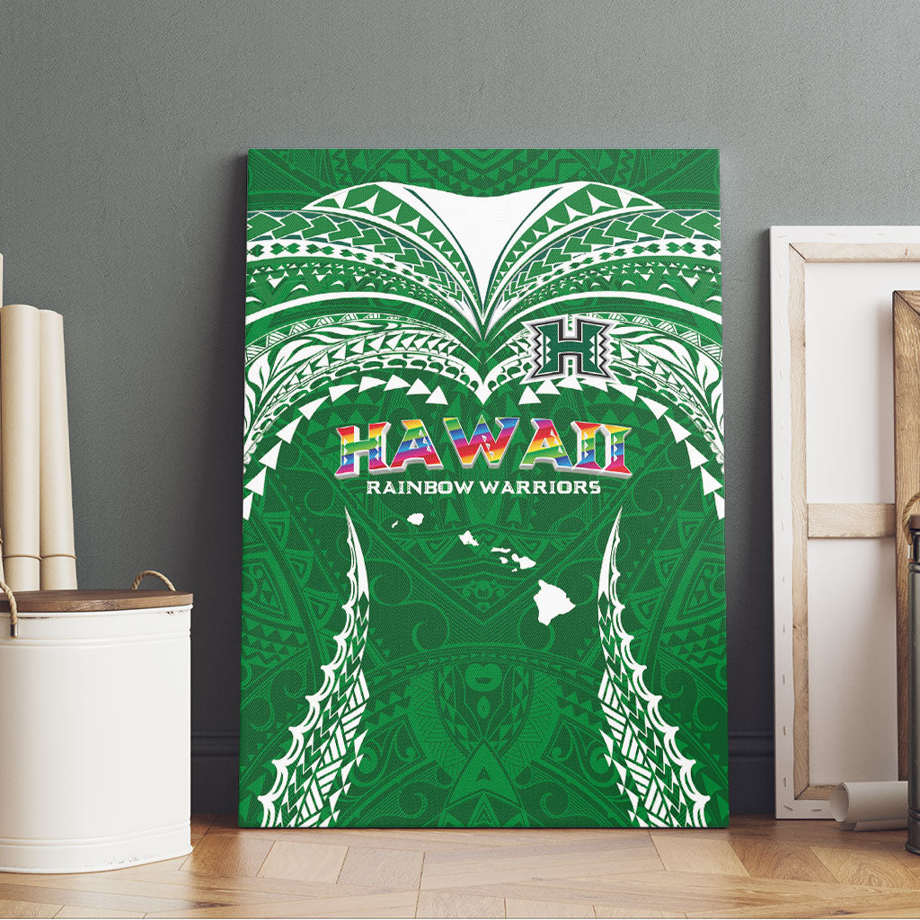 Hawaii Rainbow Warriors Canvas Wall Art Polynesian Motif Green Color