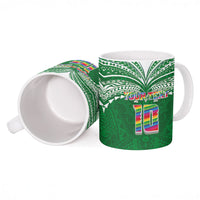 Custom Hawaii Rainbow Warriors Ceramic Mug Polynesian Motif Green Color